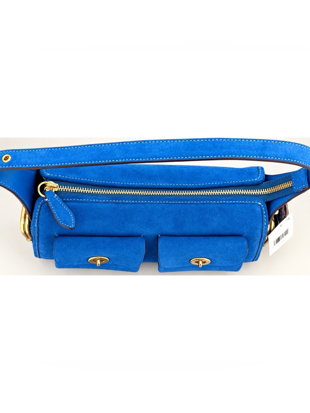 COACH Turnlock Suede Haversack Bag 27, BLUE JAY - Picture 6 of 10